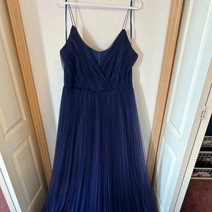 Dark blue v neck gown